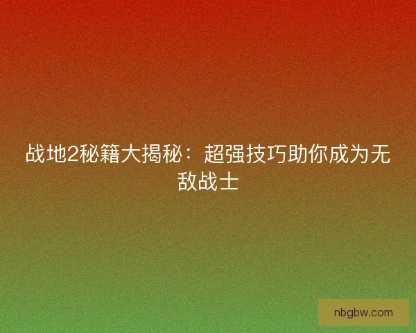 战地2秘籍大揭秘：超强技巧助你成为无敌战士