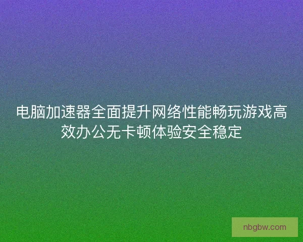 电脑加速器全面提升网络性能畅玩游戏高效办公无卡顿体验安全稳定