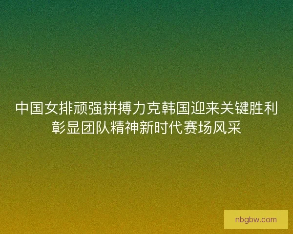 中国女排顽强拼搏力克韩国迎来关键胜利彰显团队精神新时代赛场风采