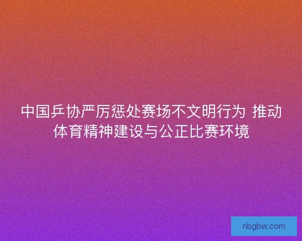 中国乒协严厉惩处赛场不文明行为 推动体育精神建设与公正比赛环境